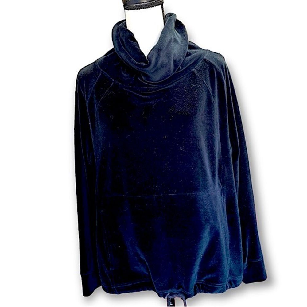 Athleta Black Cowl Neck‎ Velour Pullover - Size S
